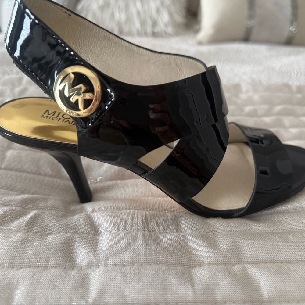 Michael Kors Black Patent Leather sling back sandals